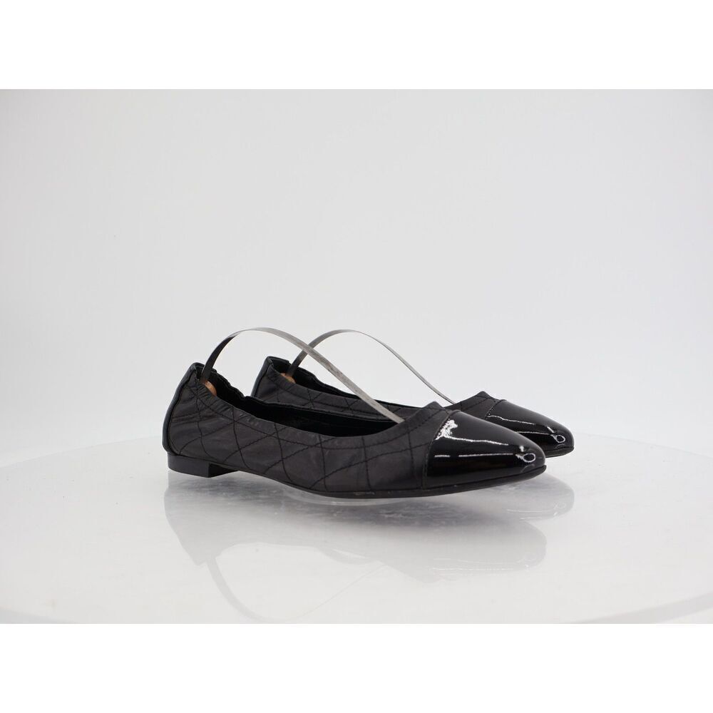 AGL Naomi Womens Ballet Flats Size 38.5 8.5 Quilted Black Leather Cap Toe
